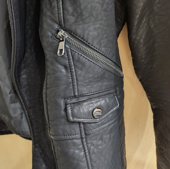 Steve Madden Faux Leather Jacket, Size L, Black - Picture 3 of 7